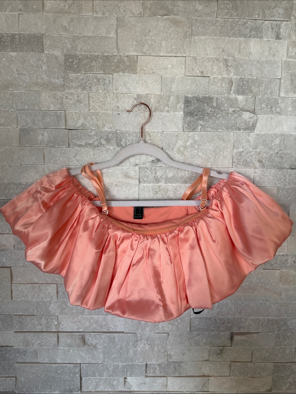 Satin Off-Shoulder Peach Shirt